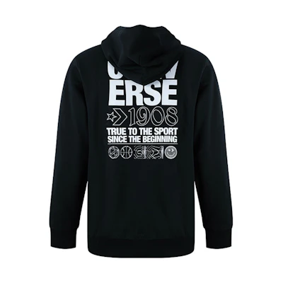 Converse Black Hoodie with Printed Logo & Letter Graphic Design 10021131-A01