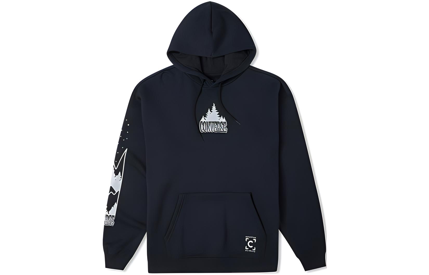 Converse Black Hoodie with Solid Color Scenic Print for Men 10025031-A03