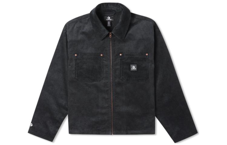 Converse Black Jacket with Solid Cuffs and Embroidered Logo 10023770-A01