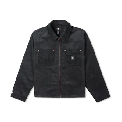 Converse Black Jacket with Solid Cuffs and Embroidered Logo 10023770-A01