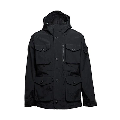 Converse Black Outdoor Utility Jacket with Hood and Multiple Pockets 10006874-A04