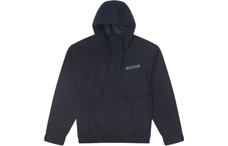 Converse Black Utility Multi-Pocket Hooded Outdoor Casual Jacket 10026909-A02