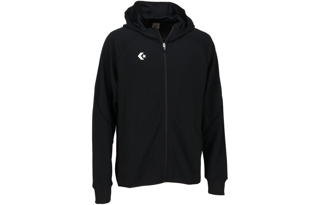 Converse Black Zip-Up Hoodie Jacket with Solid Color Design CB231251-1900