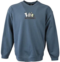 Converse Blue Pullover Sweatshirt with Hand-Drawn Print Design 10025464-A02 Converse Blue Pullover Sweatshirt with Hand-Drawn Print Design 10025464-A02