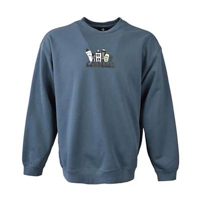 Converse Blue Pullover Sweatshirt with Hand-Drawn Print Design 10025464-A02