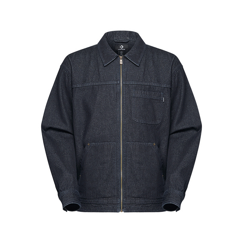 Converse Blue Zip-Up Long Sleeve Casual Jacket with Collar 10028482-A01