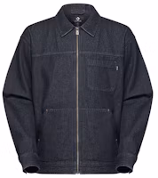 Converse Blue Zip-Up Long Sleeve Casual Jacket with Collar 10028482-A01 Converse Blue Zip-Up Long Sleeve Casual Jacket with Collar 10028482-A01