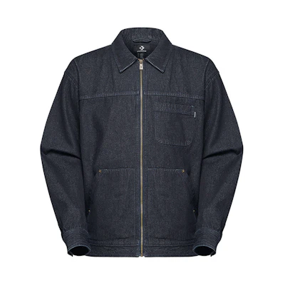 Converse Blue Zip-Up Long Sleeve Casual Jacket with Collar 10028482-A01