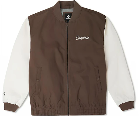Converse Brown College-Style Color-Block Casual Bomber Jacket 10025514-A01 Buy Converse Brown College-Style Color-Block Casual Bomber Jacket 10025514-A01