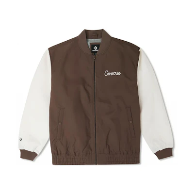 Converse Brown College-Style Color-Block Casual Bomber Jacket 10025514-A01