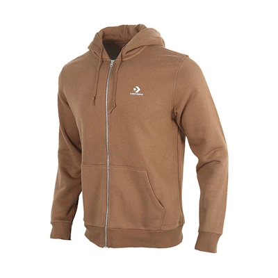 Converse Brown Fleece Zipper Hoodie Knit Jacket 10019922-A05