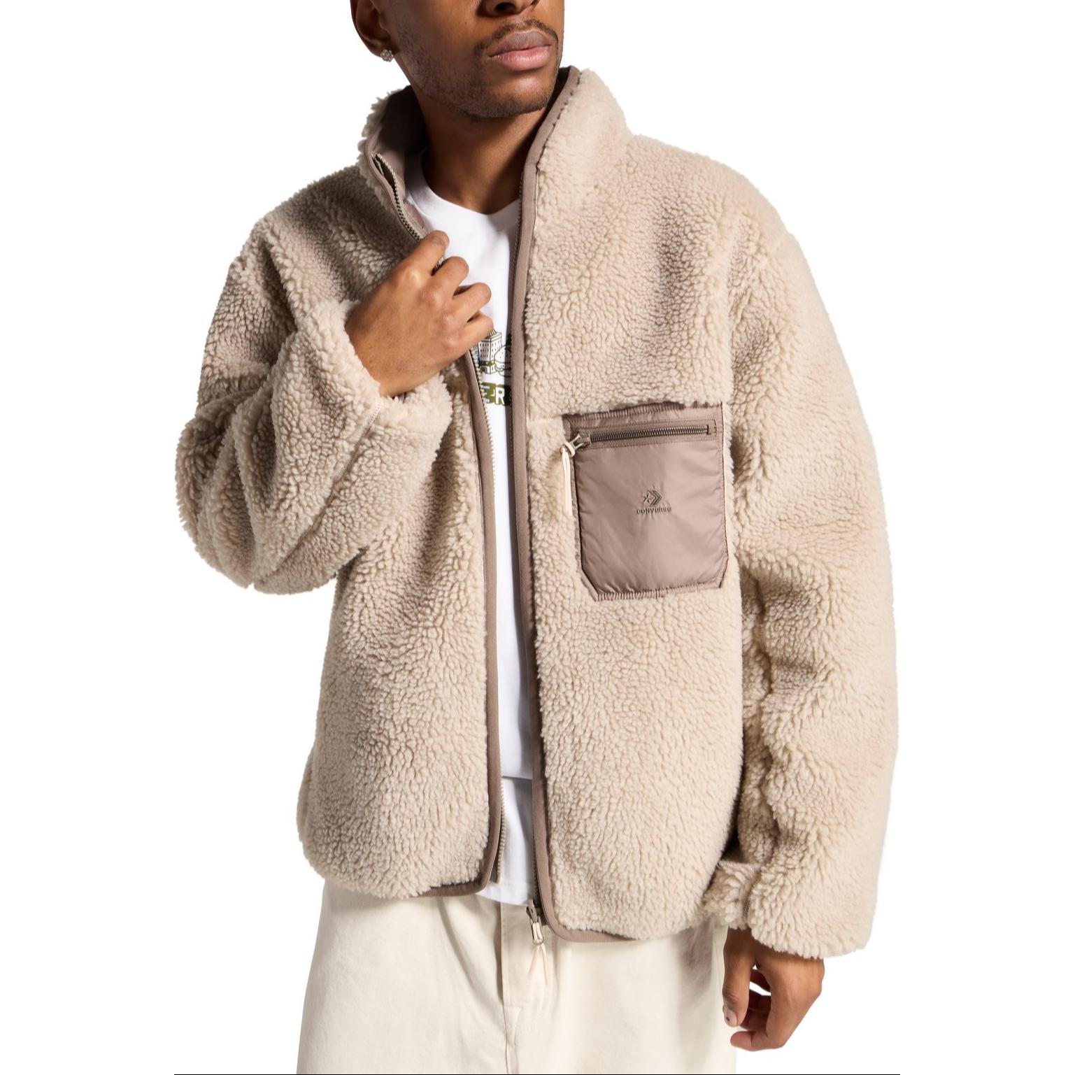 Converse Brown Reversible Solid Color Stand Collar Zip Jacket 10026727-A01