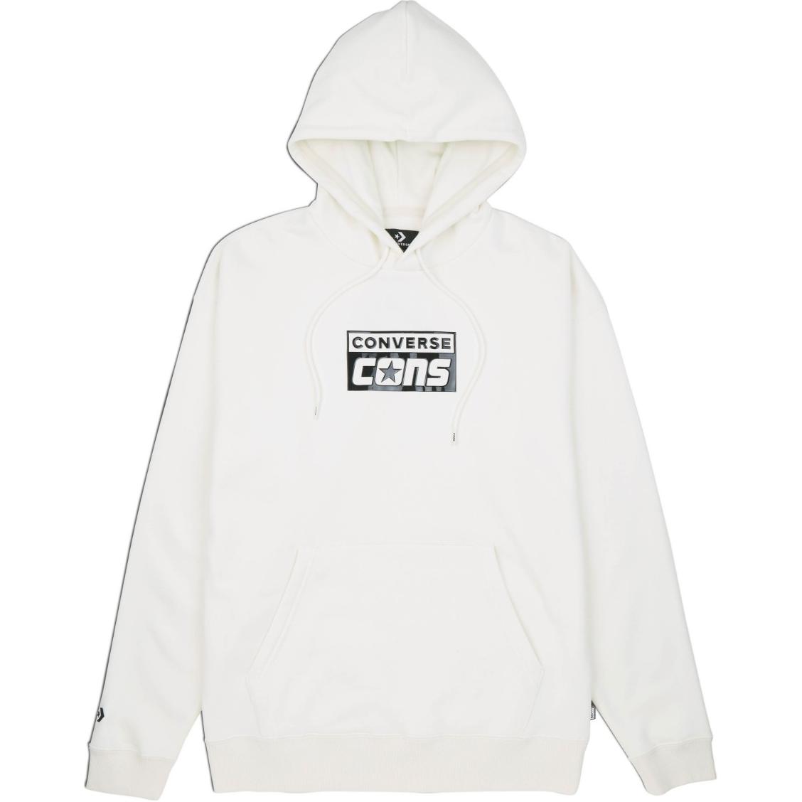 Converse Brushed Back Fleece Pullover Hoodie Letter Print Hoodie Egret White 10024013-A07