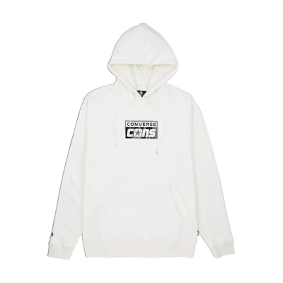 Converse Brushed Back Fleece Pullover Hoodie Letter Print Hoodie Egret White 10024013-A07