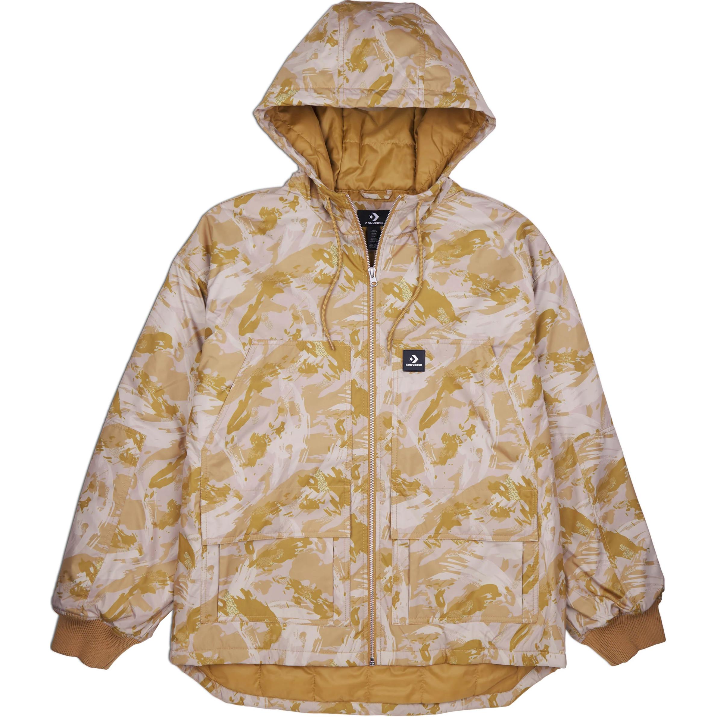 Converse Camo Utility Jacket Tan Hooded Full-Zip Outerwear 10026353-A01