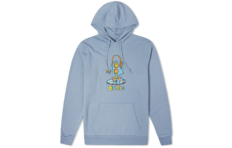 Converse Cartoon Logo Hoodie Oxidized Denim Blue Pullover 10022917-A02