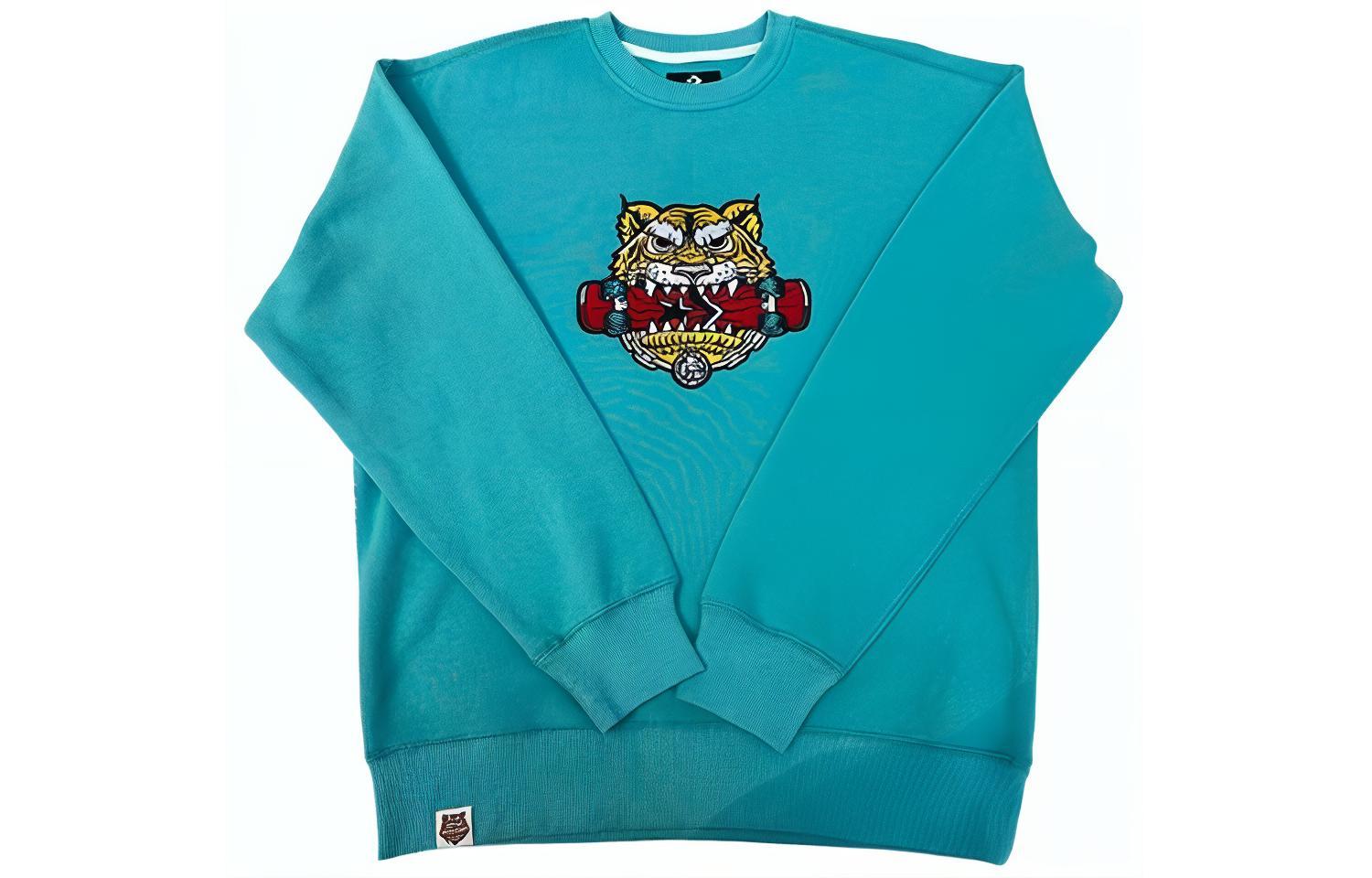 Converse Cartoon Print Relaxed Fit Crewneck Sweatshirt Unisex Blue Green 10024319-A03