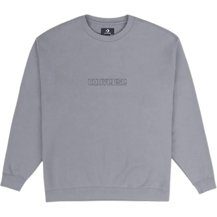 Converse Casual Comfort Crewneck Long-Sleeve Sweatshirt Grey 10027103-A02