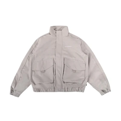 Converse Casual Multi-Pocket Utility Jacket Unisex Gray White 10028463-A01