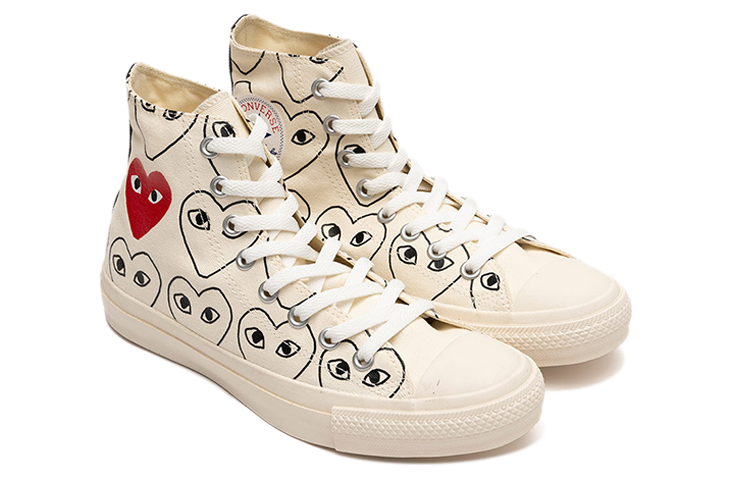 Converse CDG Chuck Taylor All Star Multi-Heart Sneakers Ivory/ 'Black' 圖 3