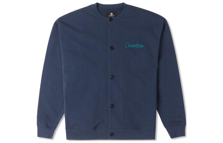 Converse Chain Stitch Embroidered Logo Long Sleeve Jacket Navy - 10024582-A02