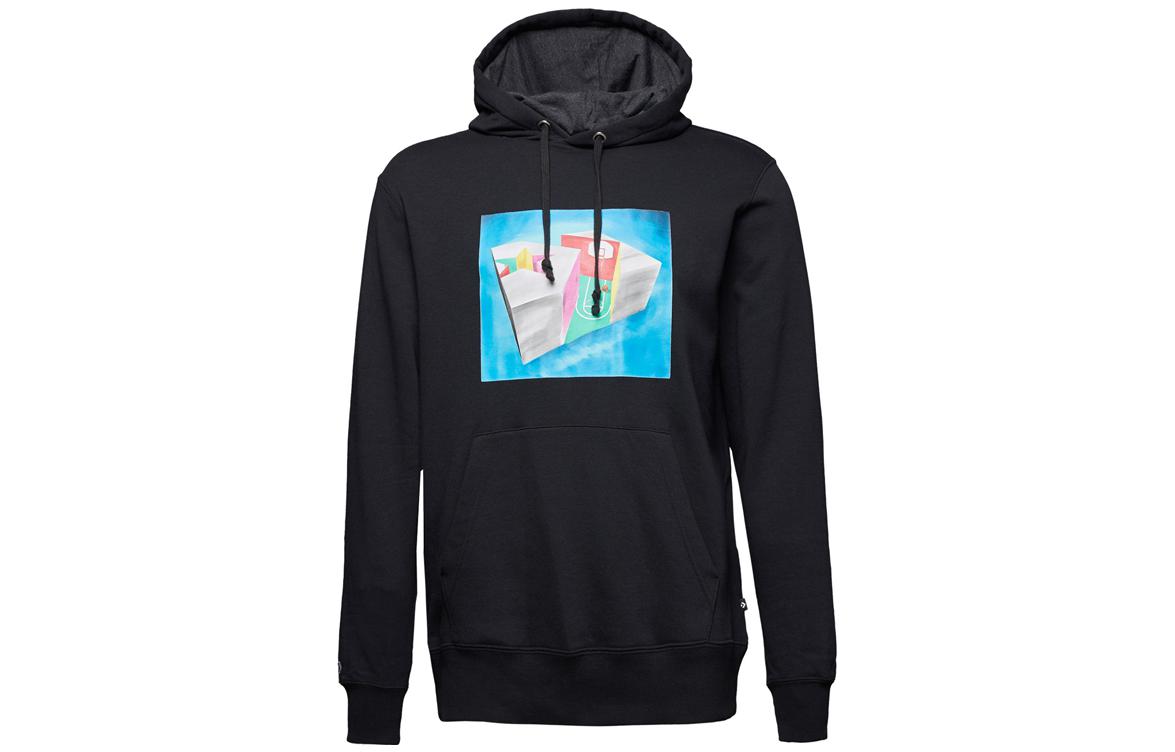 Converse Chevron 3D Court Pullover Sweatshirt Black with Embroidery 10017341-A01