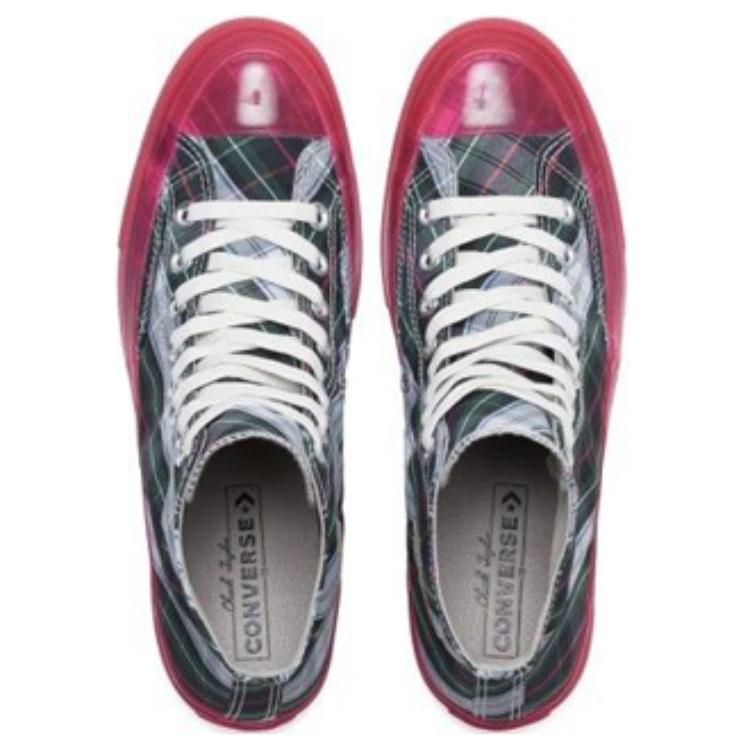 Shop チャック70 ハイ レッドプレイド (半透明ソール) 163324C