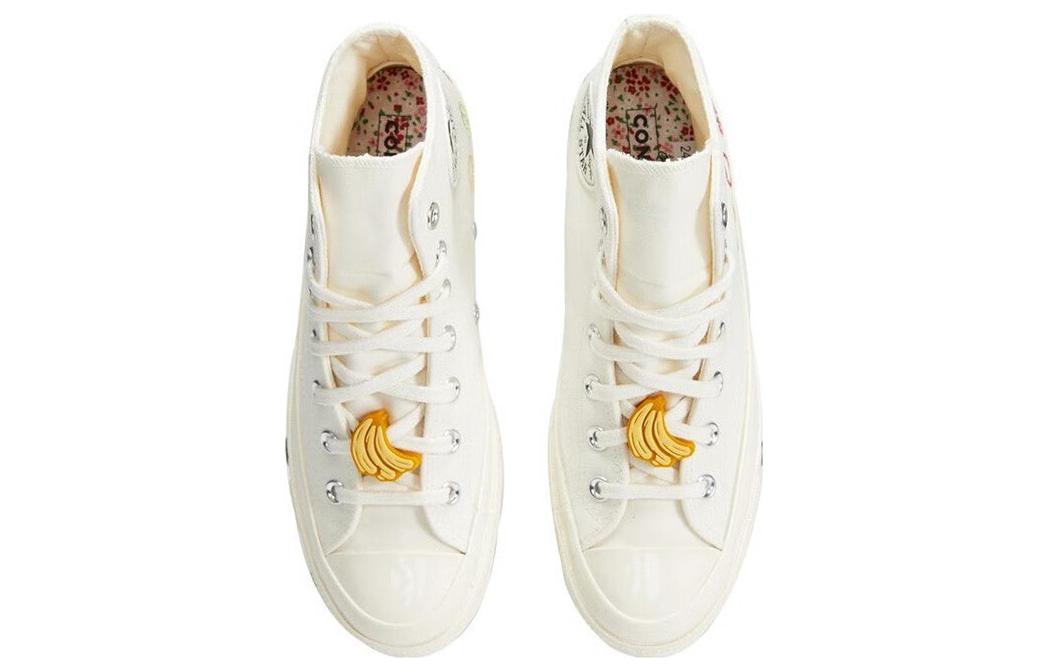Lookbook Converse 1970s 水果刺繡 香蕉鞋帶扣 耐磨透氣 高筒 帆布鞋 男女同款 白色