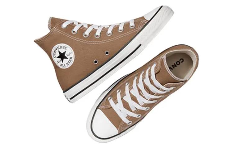Shop 匡威 Chuck Taylor All Star 耐磨透氣 高筒 帆布鞋 男女同款 棕白