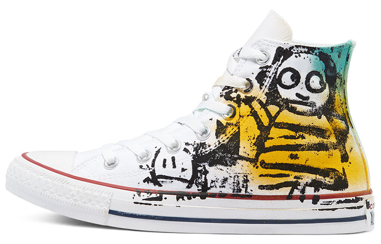 Converse Hand Painted Chuck Taylor All Star High Top Canvas Shoes /Yellow/Blue 'White'