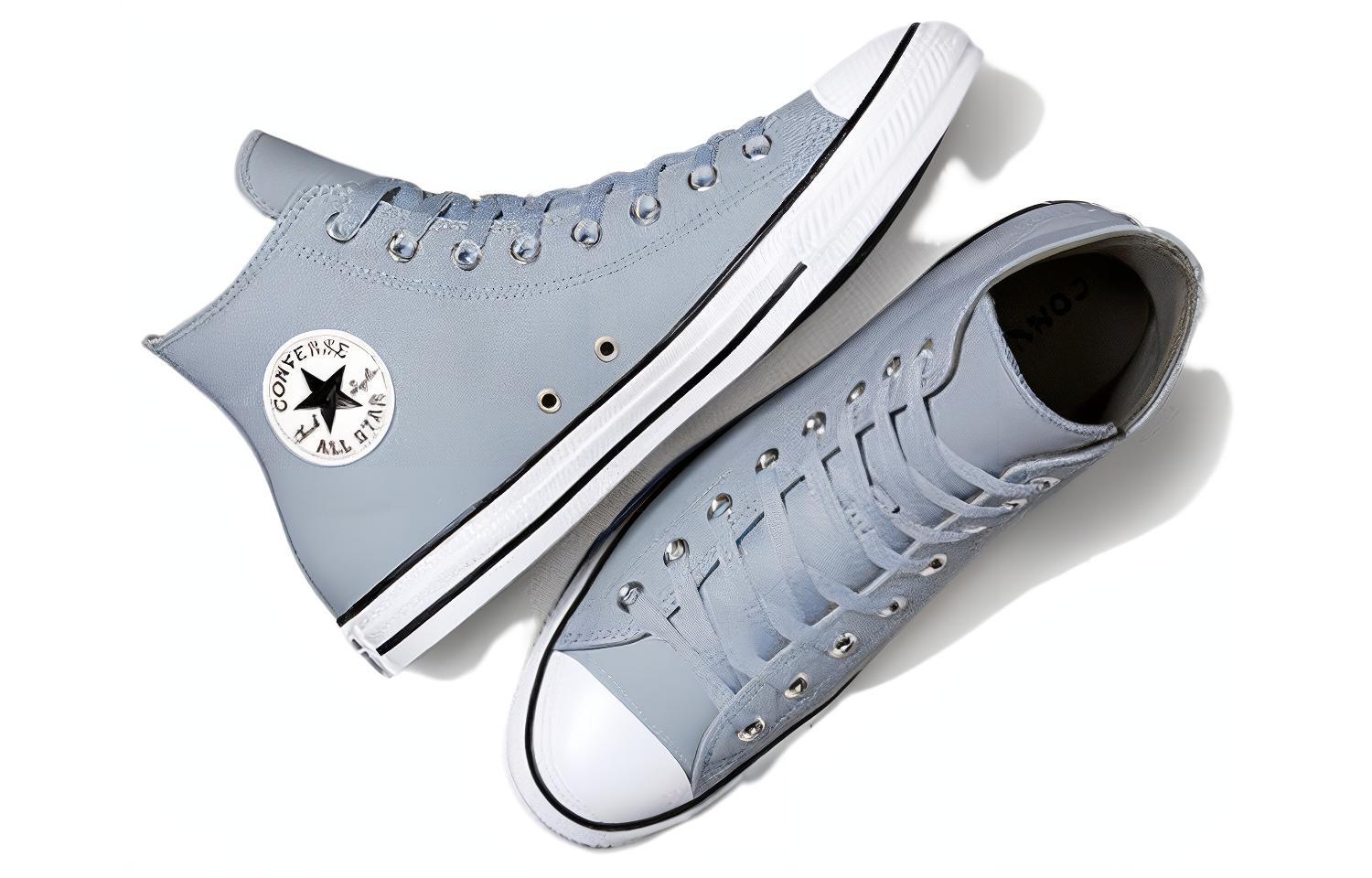 Shop 匡威 Chuck Taylor All Star 简约百搭 耐磨 高帮 帆布鞋 女款 藍灰