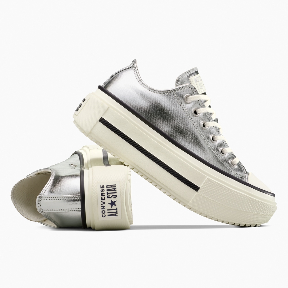Sizing 匡威Chuck Taylor All Star Lift厚底银色休闲鞋 A16406C
