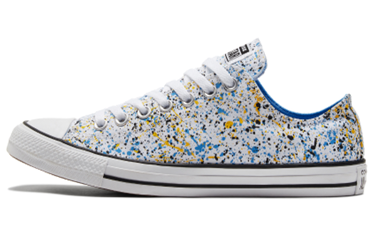 Buy 匡威 Chuck Taylor All Star 低筒休閒帆布鞋 男女同款 白藍黃 潑墨印花