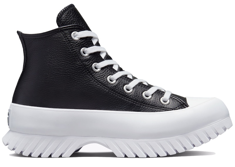 black and white leather converse high tops