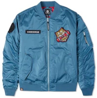 Lookbook Converse CNY Tiger Print Logo Patch Loose Zip Bomber Jacket Men’s Blue 10024146-A01