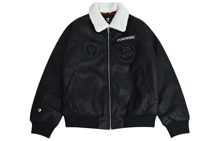 Converse CNY Year of the Dragon FW23 Unisex Black Flight Jacket with Detachable Fur Collar 10026806-A02