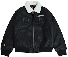 Converse CNY Year of the Dragon FW23 Unisex Black Flight Jacket with Detachable Fur Collar 10026806-A02 Converse CNY Year of the Dragon FW23 Unisex Black Flight Jacket with Detachable Fur Collar 10026806-A02