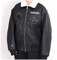 Shop Converse CNY Year of the Dragon FW23 Unisex Black Flight Jacket with Detachable Fur Collar 10026806-A02