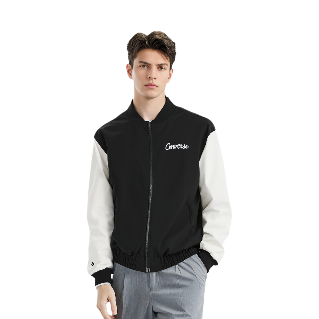 Shop Converse 学院风休闲夹克 黑色 10025514-A03