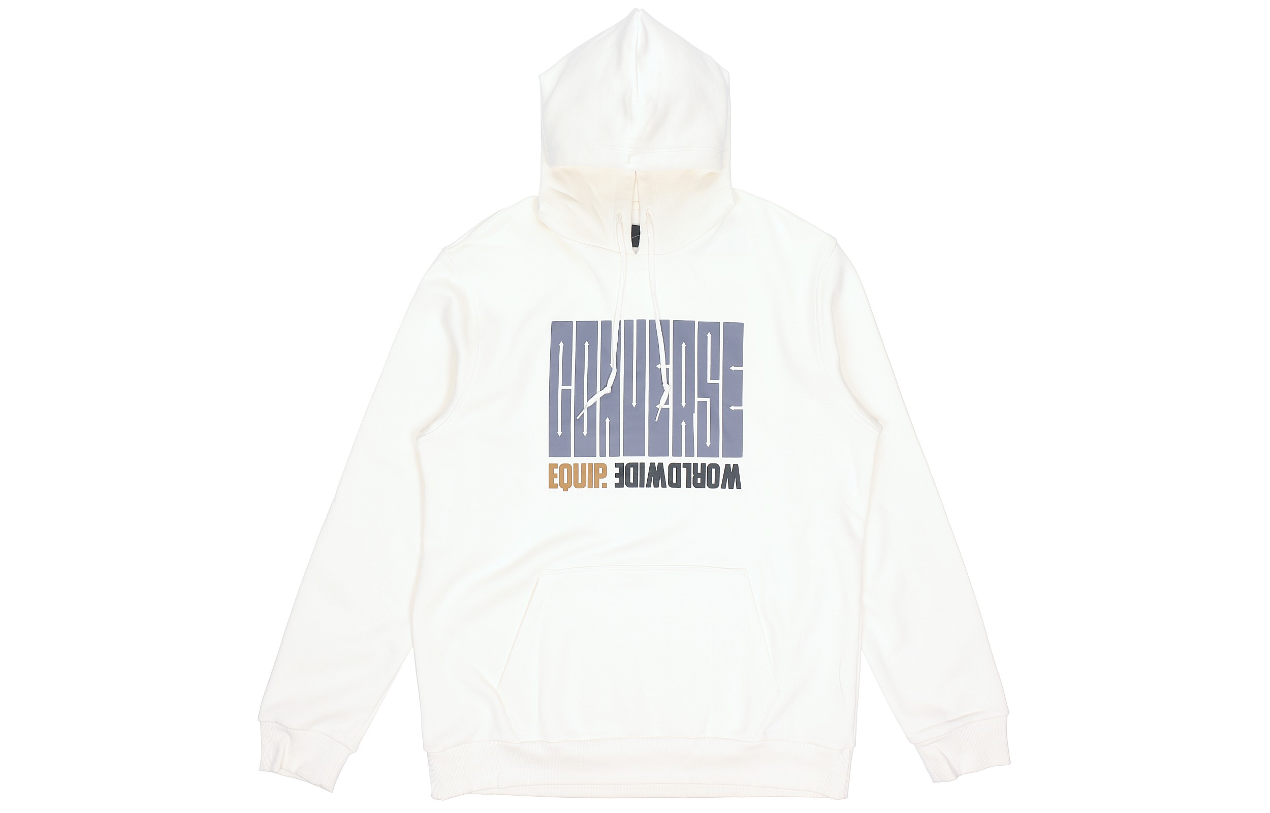 Converse Colorblock Letter Print Fleece Pullover Hoodie Off-White 10021272-A01