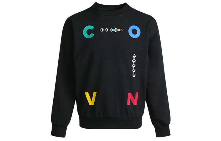 Converse Colorblock Letter Print Pullover Sweatshirt Black (Unisex) 10022414-A01