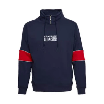 Converse Colorblock Pullover Logo Print Sweatshirt Obsidian Blue () 10018299-A01