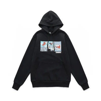 Converse Comic Graphic Cartoon Print Unisex Hoodie Black Couples Style 10023948-A02