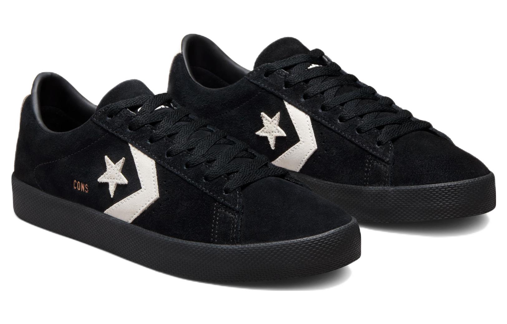 Lookbook 匡威 Cons Pro 低帮皮革板鞋 '黑色' A01255C