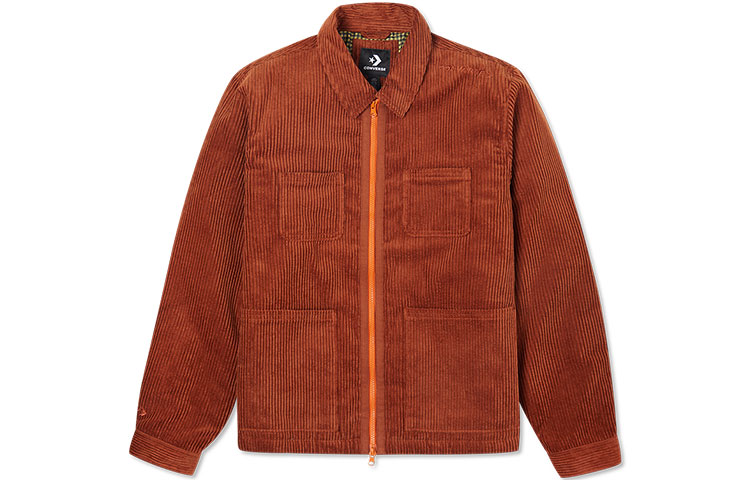 Converse Corduroy Multi-Pocket Retro Shirt Jacket Couple Style Redwood Brown 10021951-A02