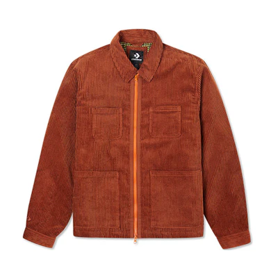 Converse Corduroy Multi-Pocket Retro Shirt Jacket Couple Style Redwood Brown 10021951-A02