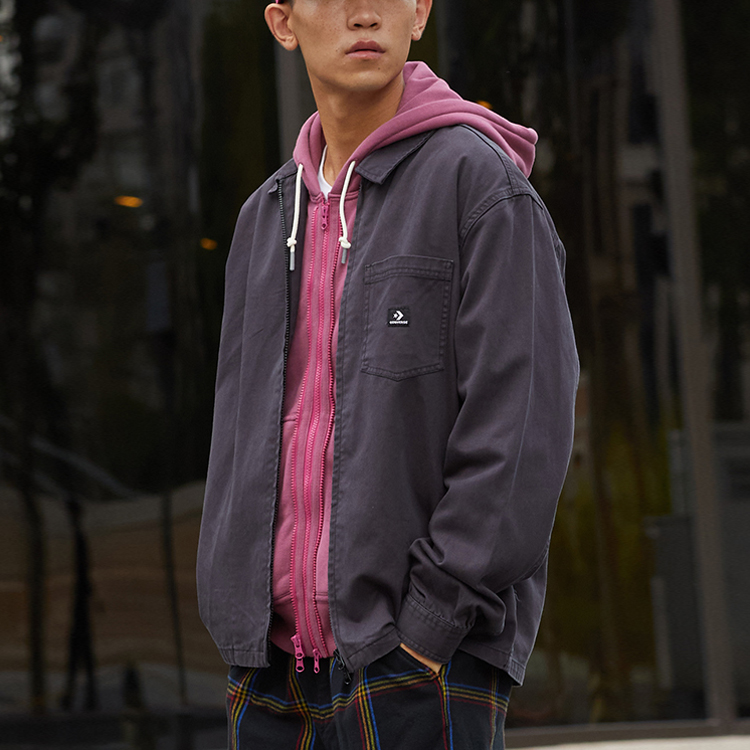 Shop Converse情侣款水洗外套带胸袋男女通穿 - 墨黑色 10022303-A03