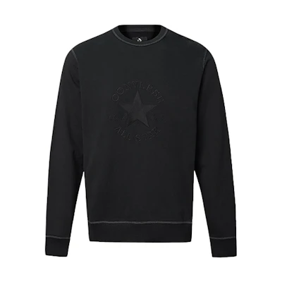 Converse Crewneck Pullover Sweatshirt Black with Logo Print 10020819-A01