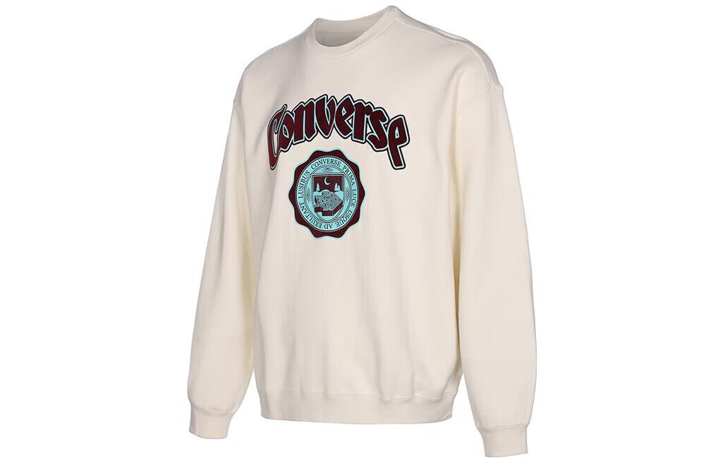 Converse Crewneck Pullover Sweatshirt White with Letter Print Design 10025048-A02