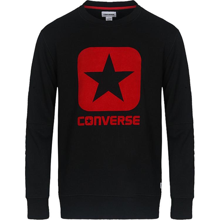 Converse Crewneck Sweatshirt Black with Letter Print Design 10005372-A01